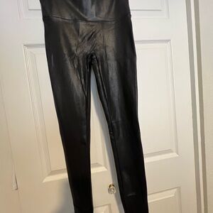 Spanx Sleek Black Leather Leggings Size Med - excellent condition! Worn Once!